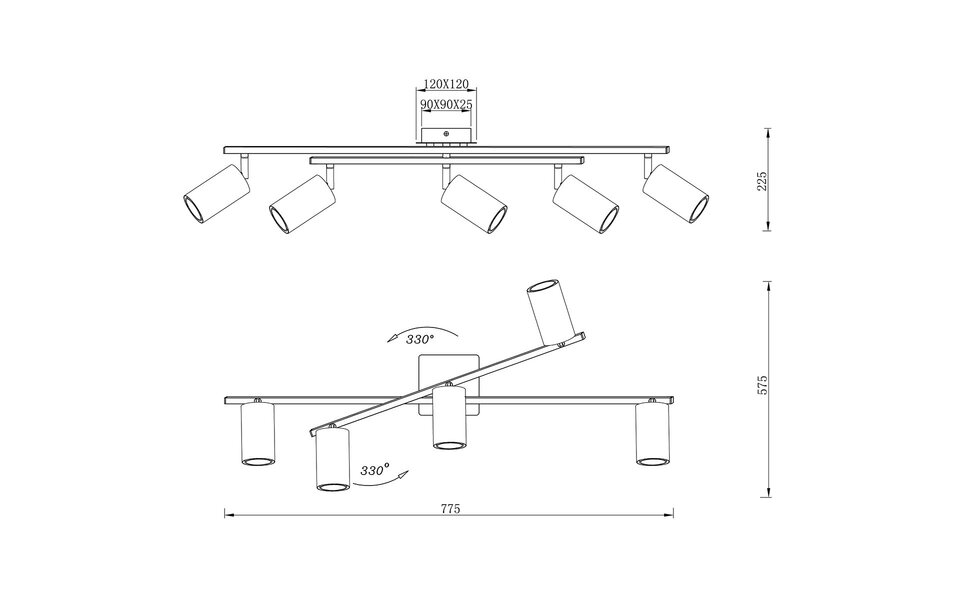 HLW LED LED Plafondspot - Trion Mary - GU10 Fitting - 5-lichts - Rechthoek - Mat Wit - Aluminium
