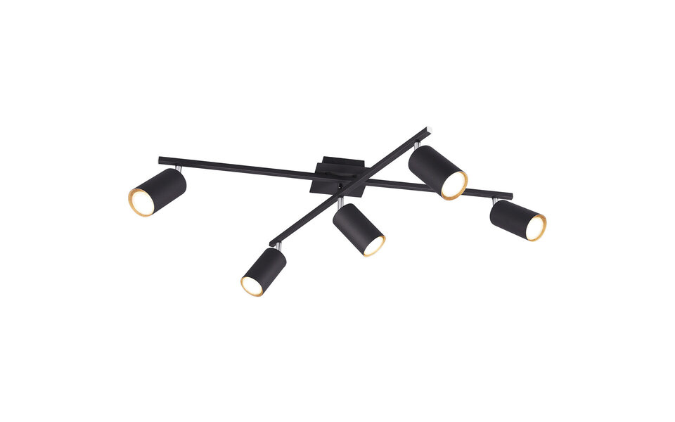 HLW LED LED Plafondspot - Trion Mary - GU10 Fitting - 5-lichts - Rechthoek - Mat Zwart - Aluminium