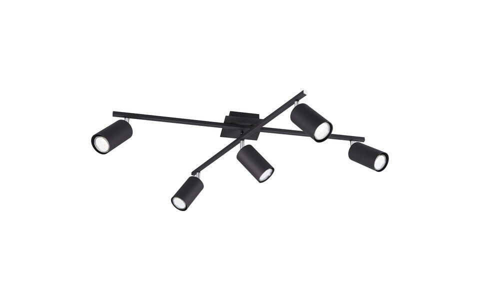 HLW LED LED Plafondspot - Trion Mary - GU10 Fitting - 5-lichts - Rechthoek - Mat Zwart - Aluminium