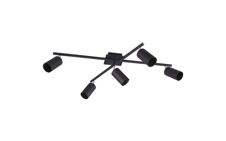HLW LED LED Ceiling Spotlight - Trion Mary - GU10 Fitting - 5-light - Rectangular - Matte Black - Aluminum
