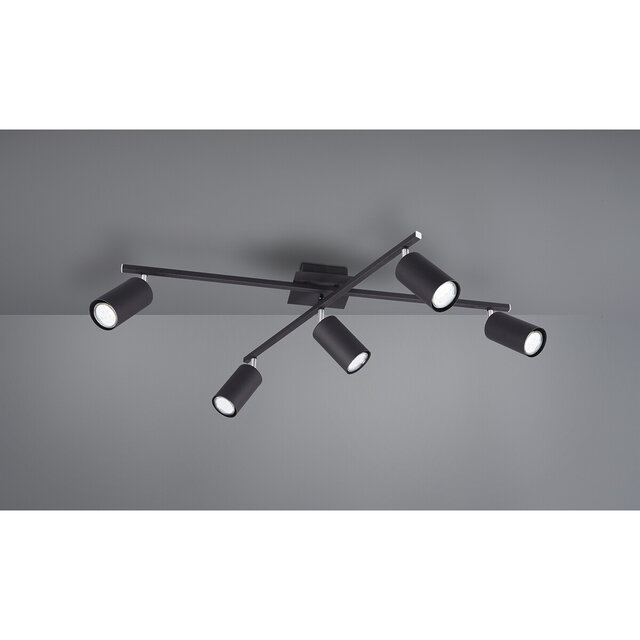 HLW LED LED Plafondspot - Trion Mary - GU10 Fitting - 5-lichts - Rechthoek - Mat Zwart - Aluminium