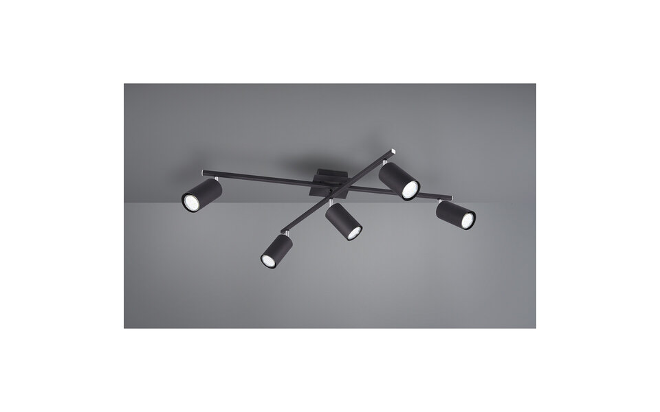 HLW LED LED Ceiling Spotlight - Trion Mary - GU10 Fitting - 5-light - Rectangular - Matte Black - Aluminum