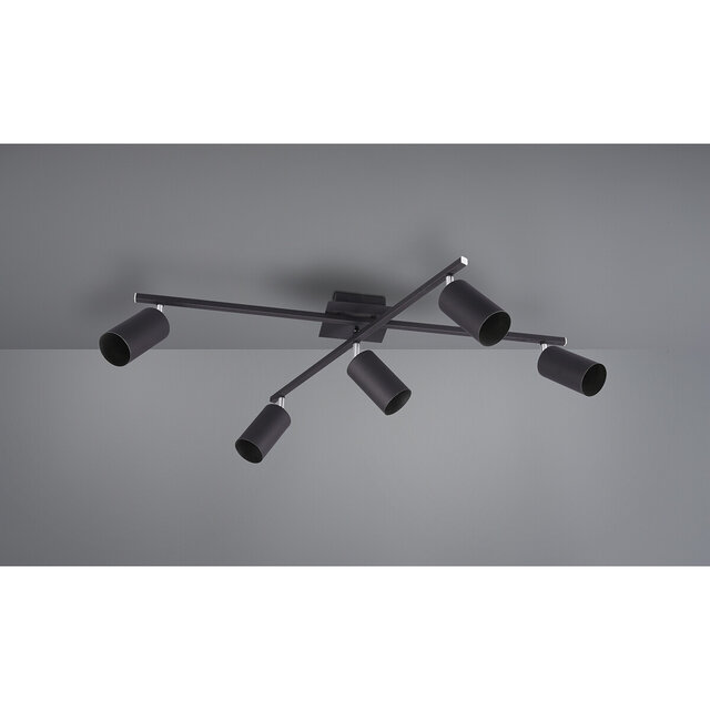 HLW LED LED Ceiling Spotlight - Trion Mary - GU10 Fitting - 5-light - Rectangular - Matte Black - Aluminum