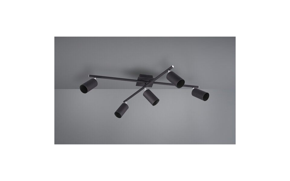 HLW LED LED Plafondspot - Trion Mary - GU10 Fitting - 5-lichts - Rechthoek - Mat Zwart - Aluminium