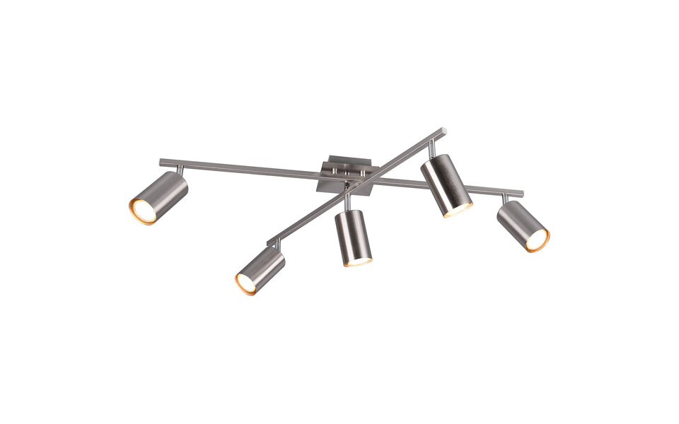 HLW LED LED Ceiling Spotlight - Trion Mary - GU10 Fitting - 5 Lights - Rectangular - Matte Nickel - Aluminum HLW LED LED Ceiling Spotlight - Trion Mary - GU10 Fitting - 5 Lights - Rectangular - Matte Nickel - Aluminum