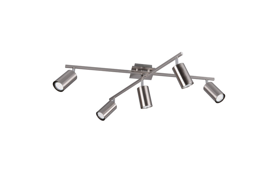 HLW LED LED Ceiling Spotlight - Trion Mary - GU10 Fitting - 5 Lights - Rectangular - Matte Nickel - Aluminum HLW LED LED Ceiling Spotlight - Trion Mary - GU10 Fitting - 5 Lights - Rectangular - Matte Nickel - Aluminum