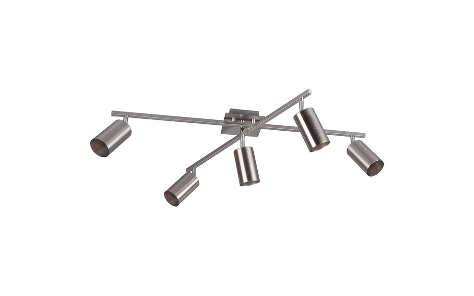 HLW LED LED Ceiling Spotlight - Trion Mary - GU10 Fitting - 5 Lights - Rectangular - Matte Nickel - Aluminum HLW LED LED Ceiling Spotlight - Trion Mary - GU10 Fitting - 5 Lights - Rectangular - Matte Nickel - Aluminum