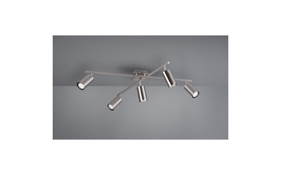 HLW LED LED Ceiling Spotlight - Trion Mary - GU10 Fitting - 5 Lights - Rectangular - Matte Nickel - Aluminum HLW LED LED Ceiling Spotlight - Trion Mary - GU10 Fitting - 5 Lights - Rectangular - Matte Nickel - Aluminum