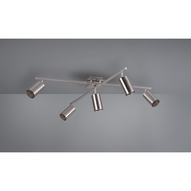 HLW LED LED Ceiling Spotlight - Trion Mary - GU10 Fitting - 5 Lights - Rectangular - Matte Nickel - Aluminum HLW LED LED Ceiling Spotlight - Trion Mary - GU10 Fitting - 5 Lights - Rectangular - Matte Nickel - Aluminum
