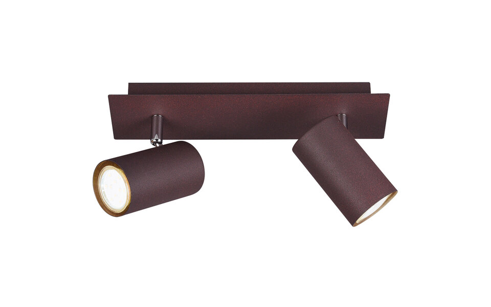 HLW LED LED Ceiling Spotlight - Trion Mary - GU10 Fitting - 2-light - Rectangular - Rust-colored - Aluminum