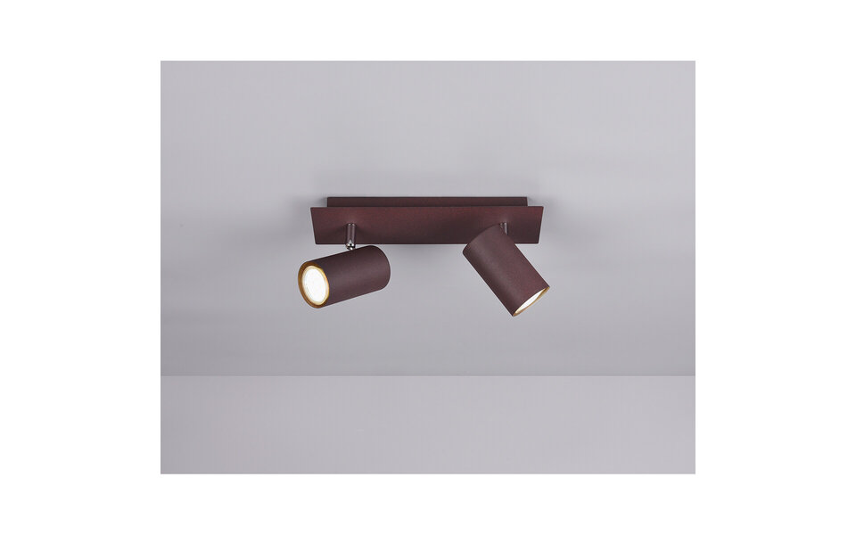 HLW LED LED Ceiling Spotlight - Trion Mary - GU10 Fitting - 2-light - Rectangular - Rust-colored - Aluminum