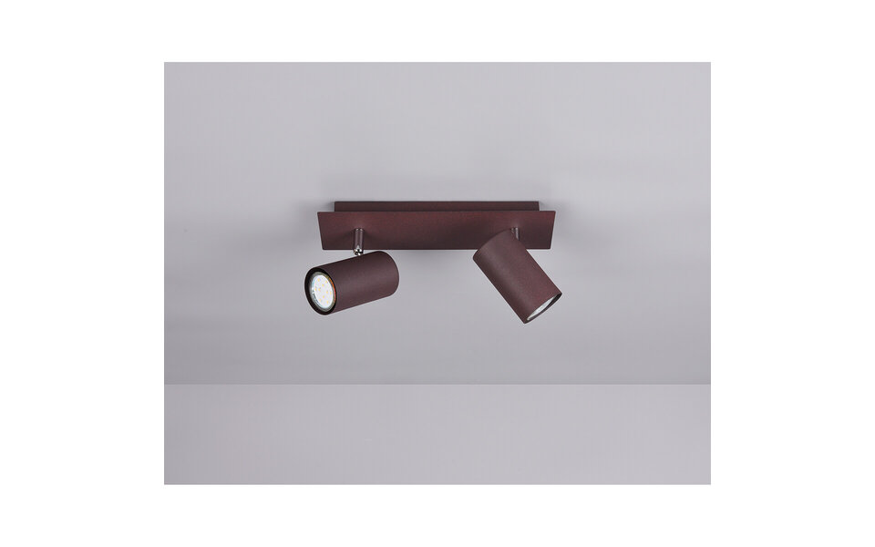 HLW LED LED Ceiling Spotlight - Trion Mary - GU10 Fitting - 2-light - Rectangular - Rust-colored - Aluminum