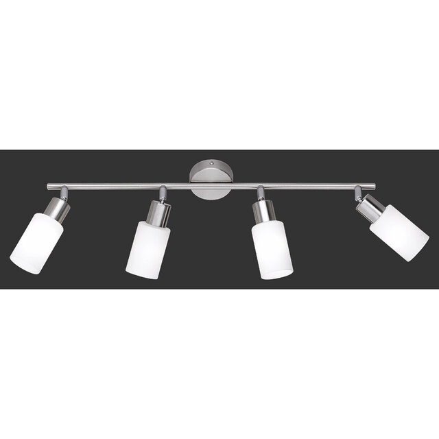 vierlichts LED plafondspot met mat nikkelkleurige afwerking en E14 fitting tot 40W