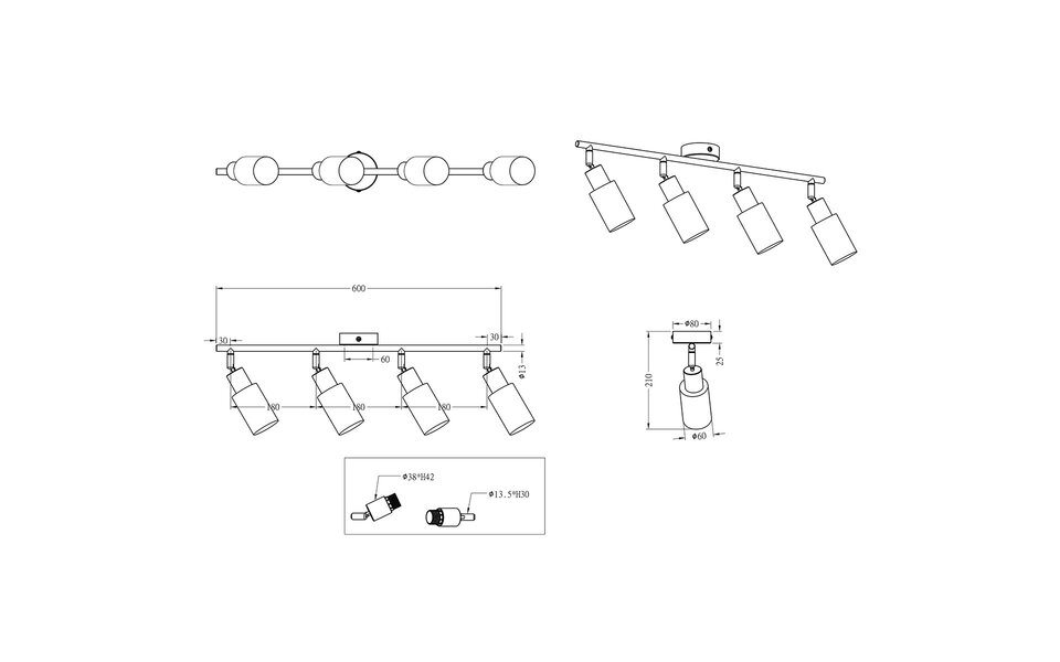 HLW LED LED Ceiling Spotlight - Trion Smast - E14 Fitting - 4-light - Rectangular - Matte Nickel - Aluminum HLW LED LED Ceiling Spotlight - Trion Smast - E14 Fitting - 4-light - Rectangular - Matte Nickel - Aluminum