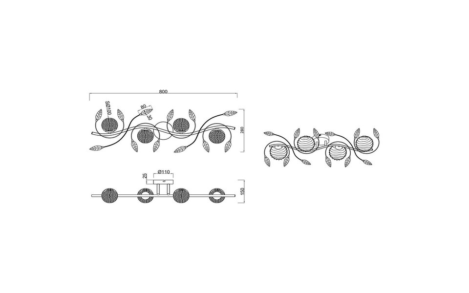 HLW LED LED Ceiling Light - Trion Ware - G9 Fitting - 4 Lights - Rectangular - Gloss Chrome - Aluminum