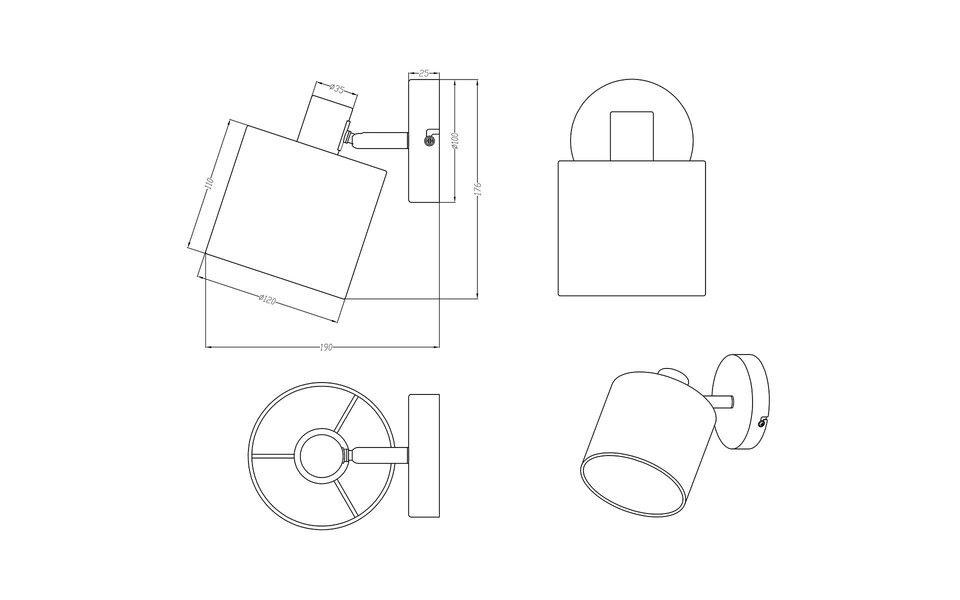 HLW LED LED Wall Spotlight - Wall Lighting - Trion Torry - E14 Fitting - Round - Matte Nickel - Aluminum