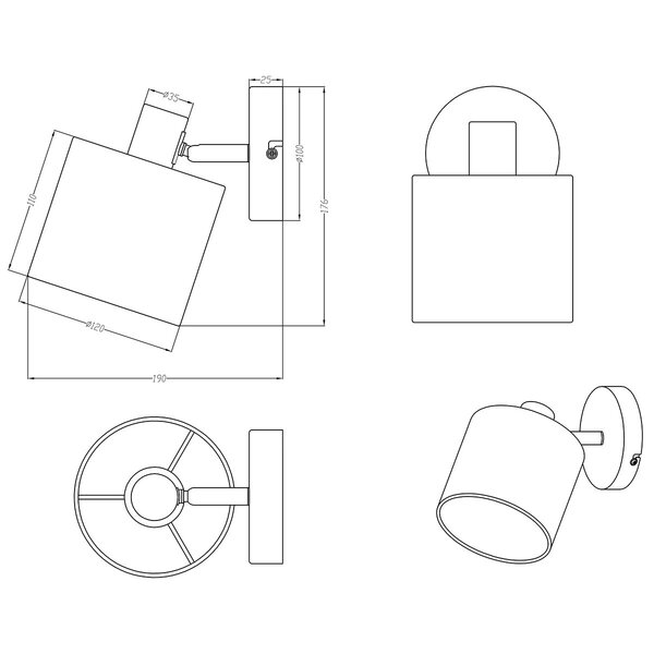 HLW LED LED Wandspot - Wandverlichting - Trion Torry - E14 Fitting - Rond - Mat Nikkel - Aluminium