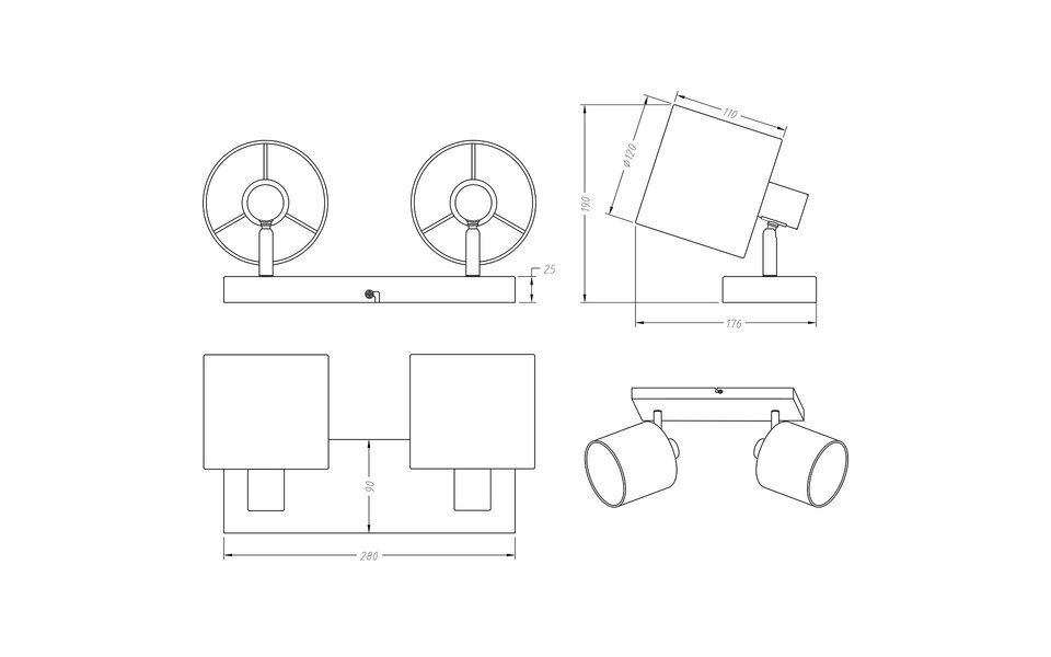 HLW LED LED Plafondspot - Plafondverlichting - Trion Torry - E14 Fitting - 2-lichts - Rechthoek - Mat Nikkel - Aluminium HLW LED LED Plafondspot - Plafondverlichting - Trion Torry - E14 Fitting - 2-lichts - Rechthoek - Mat Nikkel - Aluminium
