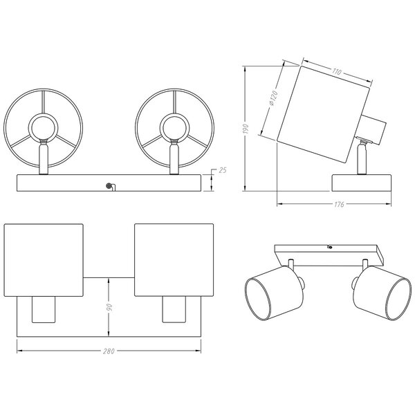 HLW LED LED Plafondspot - Plafondverlichting - Trion Torry - E14 Fitting - 2-lichts - Rechthoek - Mat Nikkel - Aluminium HLW LED LED Plafondspot - Plafondverlichting - Trion Torry - E14 Fitting - 2-lichts - Rechthoek - Mat Nikkel - Aluminium