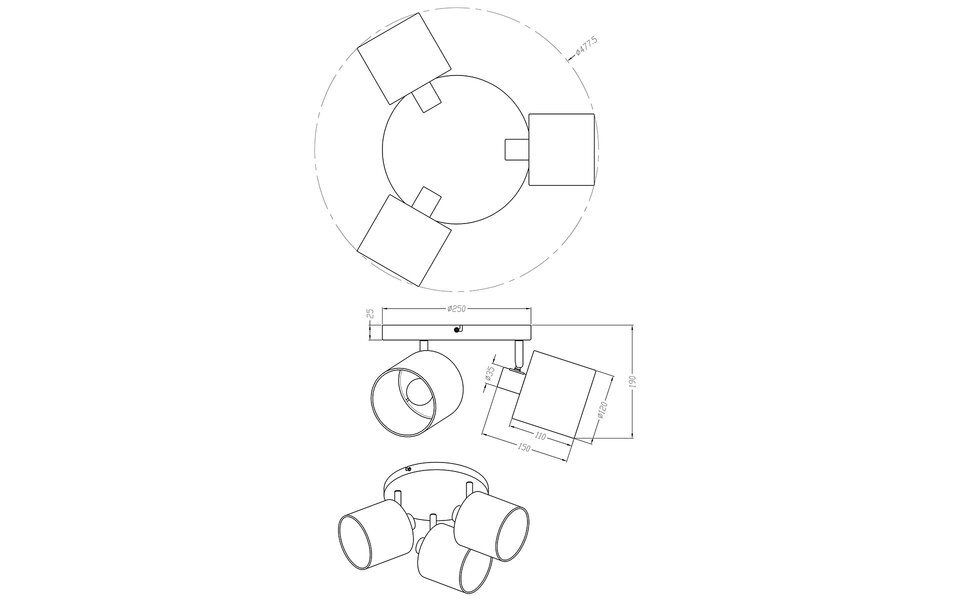HLW LED LED Ceiling Spotlight - Ceiling Lighting - Trion Torry - E14 Fitting - 3-light - Round - Matte Nickel - Aluminum