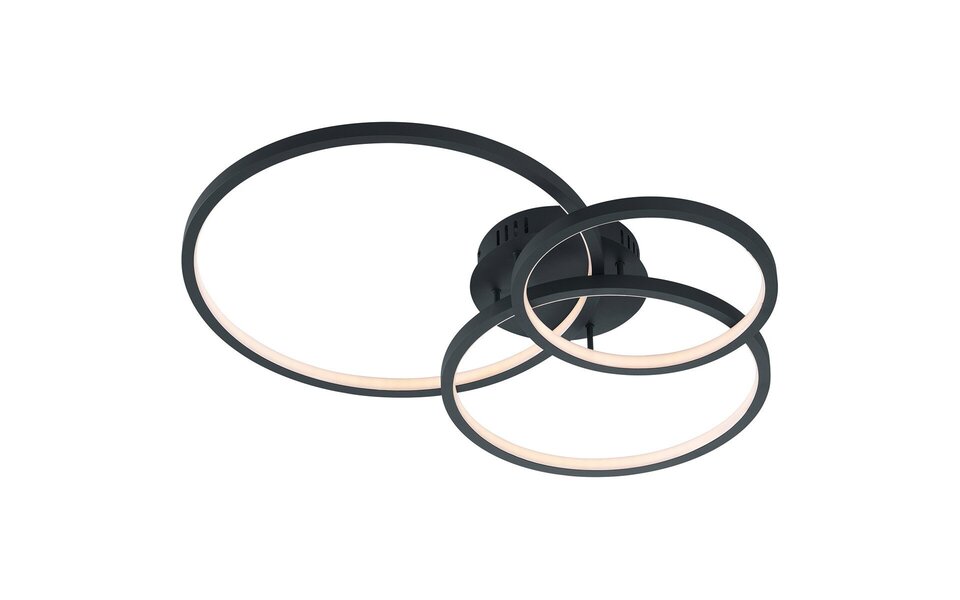 HLW LED LED Ceiling Lamp WiZ - Smart LED - Ceiling Lighting - Trion Noraan - 36W - Adjustable Color - Remote Control - Dimmable - Round - Matte Anthracite - Aluminum