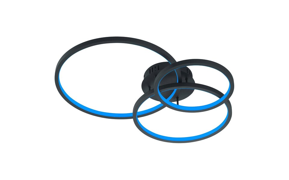 HLW LED LED Ceiling Lamp WiZ - Smart LED - Ceiling Lighting - Trion Noraan - 36W - Adjustable Color - Remote Control - Dimmable - Round - Matte Anthracite - Aluminum