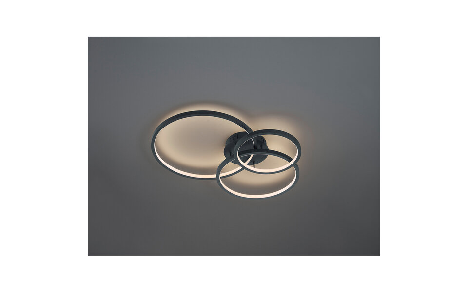 HLW LED LED Ceiling Lamp WiZ - Smart LED - Ceiling Lighting - Trion Noraan - 36W - Adjustable Color - Remote Control - Dimmable - Round - Matte Anthracite - Aluminum