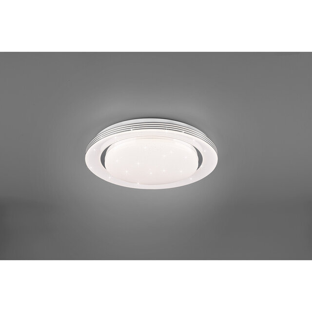 HLW LED LED Plafondlamp - Plafondverlichting - Trion Atras - 18W - Aanpasbare Kleur - Afstandsbediening - Dimbaar - Sterlicht - Rond - Mat Wit - Kunststof