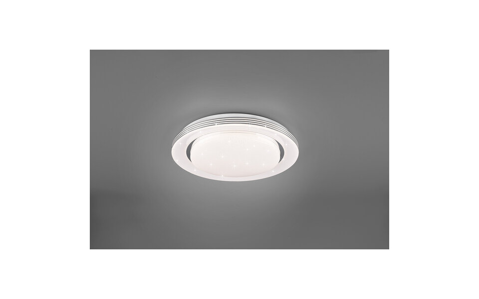 HLW LED LED Plafondlamp - Plafondverlichting - Trion Atras - 18W - Aanpasbare Kleur - Afstandsbediening - Dimbaar - Sterlicht - Rond - Mat Wit - Kunststof