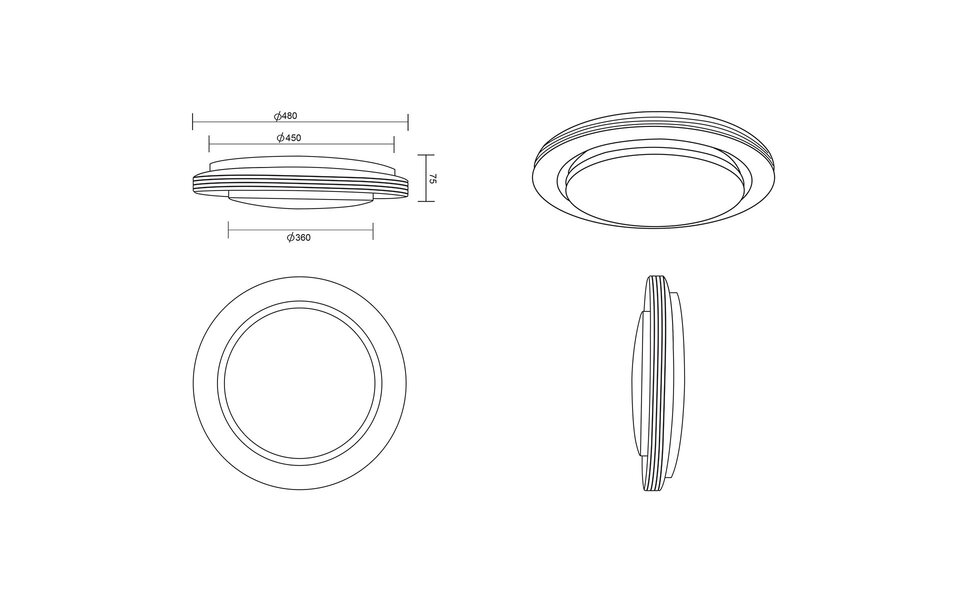 HLW LED LED Ceiling Light - Ceiling Lighting - Trion Atras - 21W - Adjustable Color - Remote Control - Dimmable - Star Light - Round - Matte White - Plastic