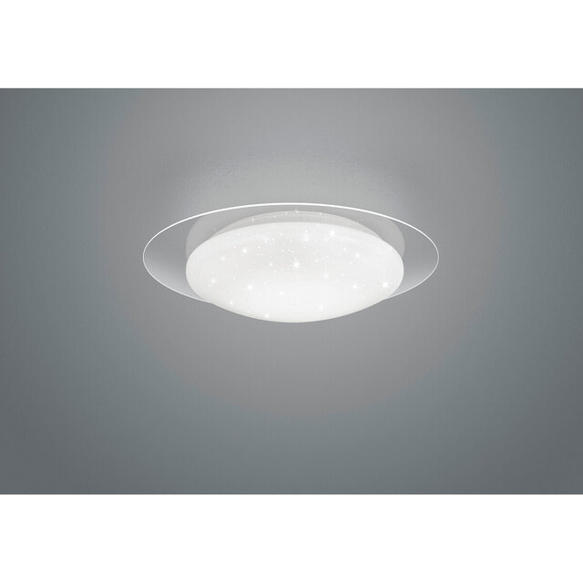 HLW LED LED Plafondlamp - Plafondverlichting - Trion Frida - 18W - Aanpasbare Kleur - Afstandsbediening - Sterlicht - Dimbaar - Rond - Mat Wit - Kunststof