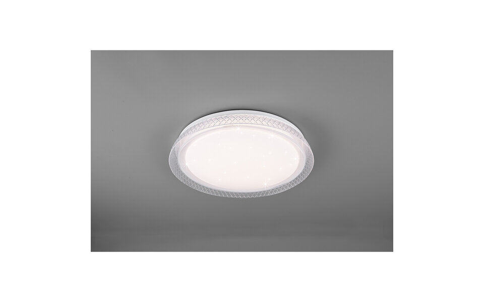 HLW LED LED Ceiling Lamp - Ceiling Lighting - Trion Heral - 18W - Adjustable Color - Remote Control - Dimmable - Star Light - Round - Matte White - Plastic
