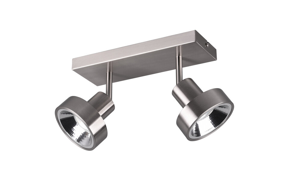 HLW LED LED Ceiling Spotlight - Trion Leonida - GU10 Fitting - 2-light - Rectangular - Matte Nickel - Aluminum