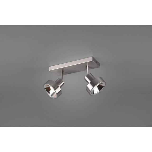 HLW LED LED Plafondspot - Trion Leonida - GU10 Fitting - 2-lichts - Rechthoek - Mat Nikkel - Aluminium