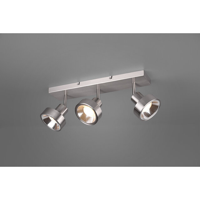 HLW LED LED Plafondspot - Trion Leonida - GU10 Fitting - 3-lichts - Rechthoek - Mat Nikkel - Aluminium