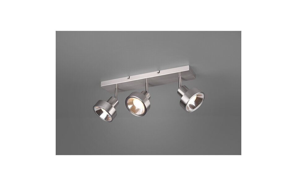 HLW LED LED Ceiling Spotlight - Trion Leonida - GU10 Fitting - 3-light - Rectangular - Matte Nickel - Aluminum