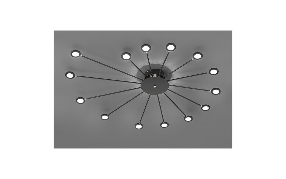 HLW LED LED Ceiling Lamp - Ceiling Lighting - Trion Pean - 30W - Warm White 3000K - Dimmable - Round - Matte Black - Aluminum
