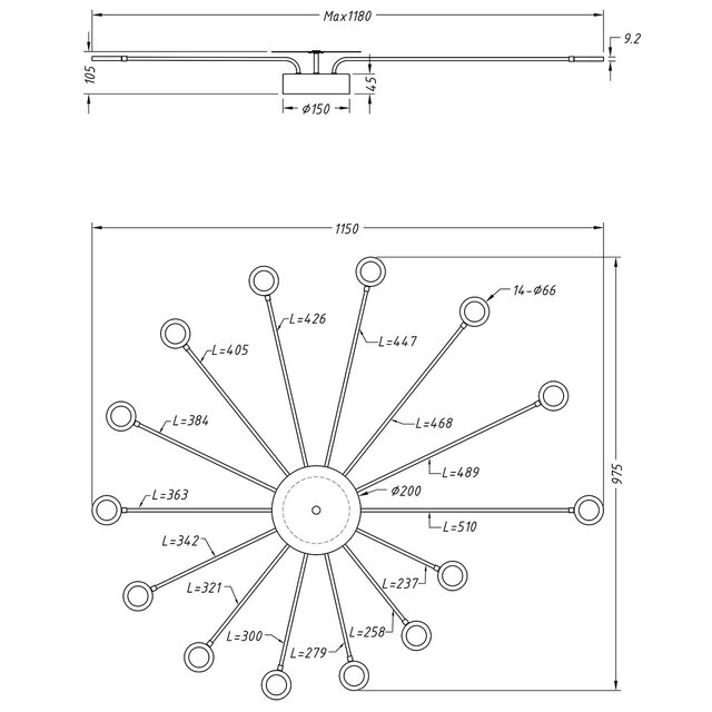 HLW LED LED Plafondlamp - Plafondverlichting - Trion Pean - 30W - Warm Wit 3000K - Dimbaar - Rond - Mat Zwart - Aluminium