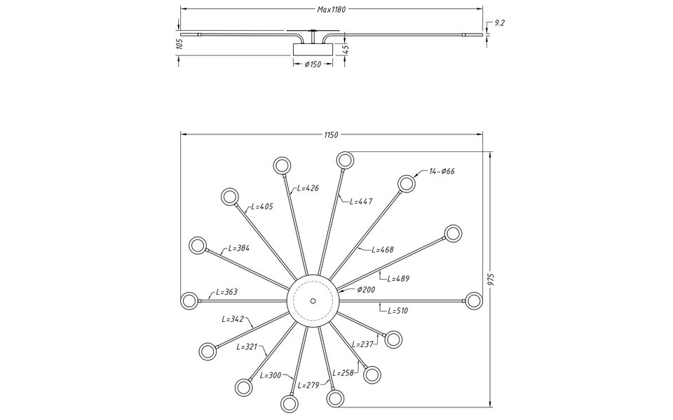 HLW LED LED Ceiling Lamp - Ceiling Lighting - Trion Pean - 30W - Warm White 3000K - Dimmable - Round - Matte Black - Aluminum