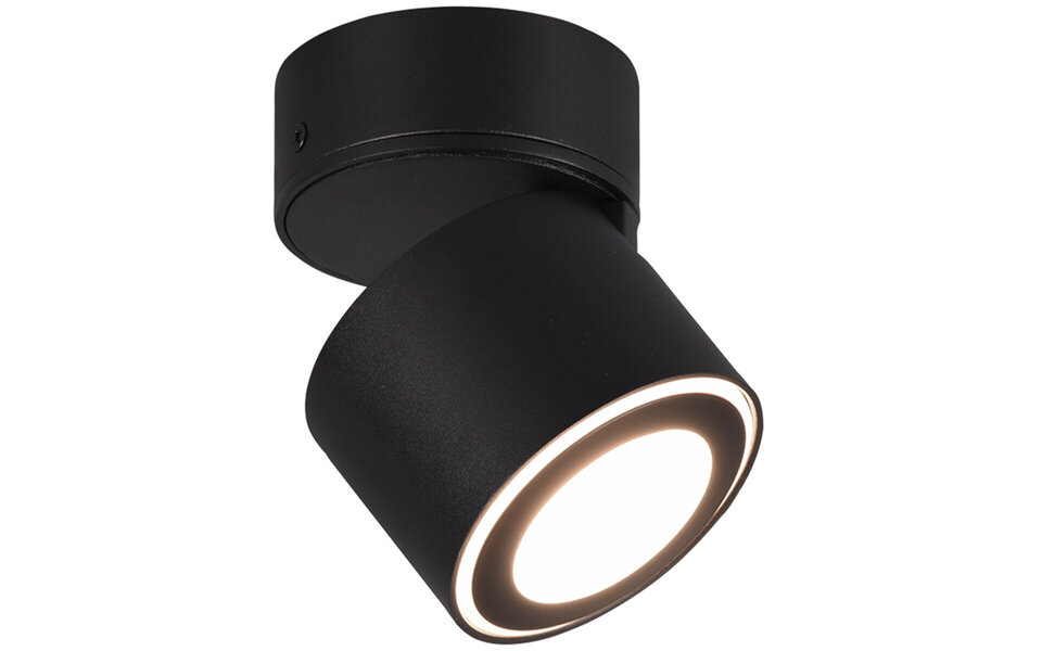 HLW LED LED Ceiling Spotlight - Trion Tarus - 4W - Warm White 3000K - 1-light - Round - Matte Black - Aluminum