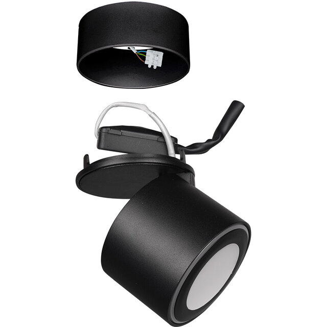 HLW LED LED Ceiling Spotlight - Trion Tarus - 4W - Warm White 3000K - 1-light - Round - Matte Black - Aluminum