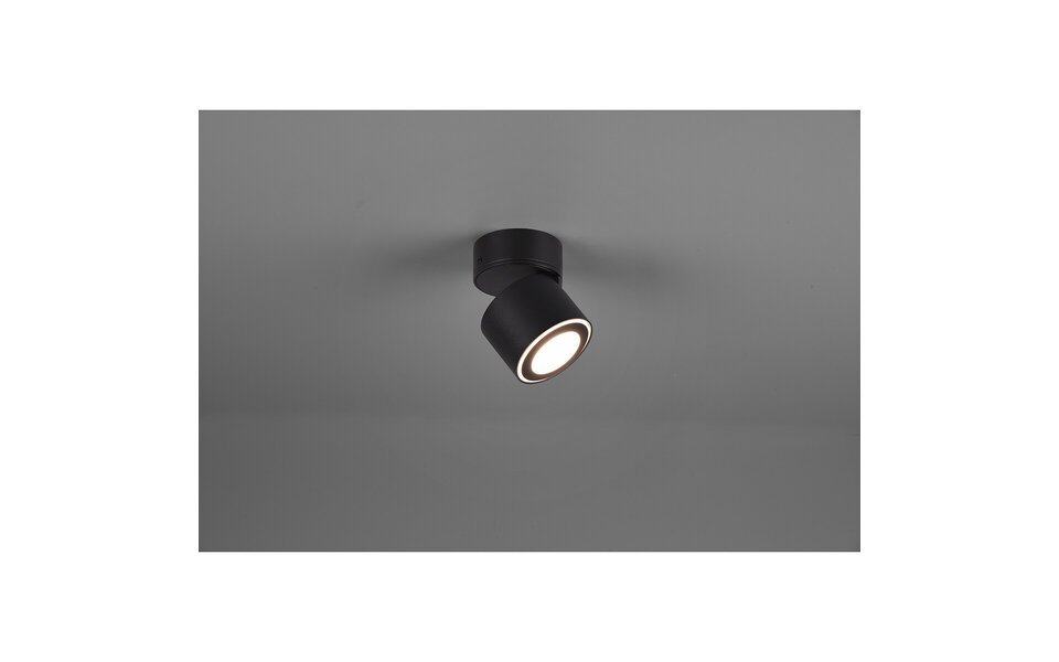 HLW LED LED Plafondspot - Trion Tarus - 4W - Warm Wit 3000K - 1-lichts - Rond - Mat Zwart - Aluminium HLW LED LED Plafondspot - Trion Tarus - 4W - Warm Wit 3000K - 1-lichts - Rond - Mat Zwart - Aluminium