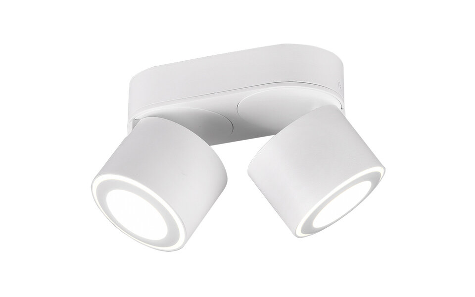 HLW LED LED Ceiling Spotlight - Trion Tarus - 8W - Warm White 3000K - 2-light - Round - Matt White - Aluminum