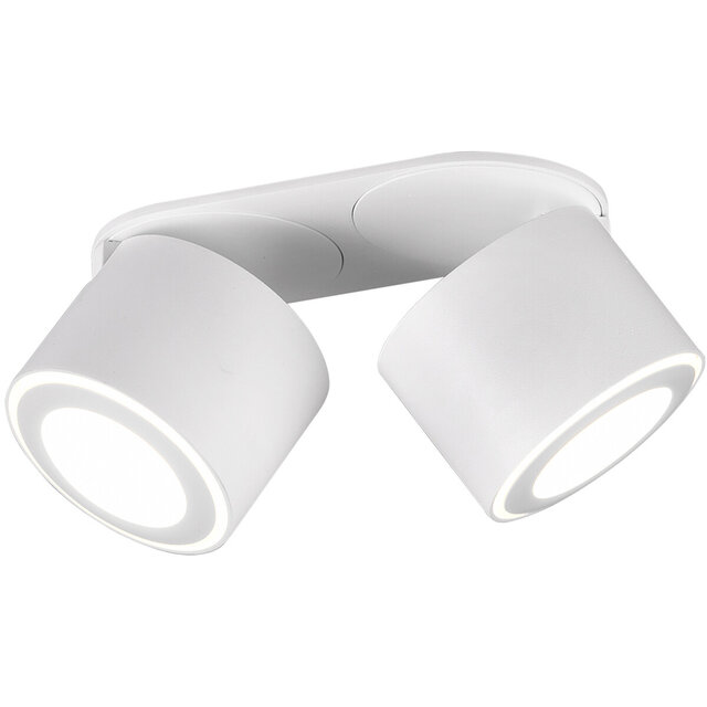 mat witte LED plafondspot met 2 lichtpunten 8W 900 lumen warm wit 3000K