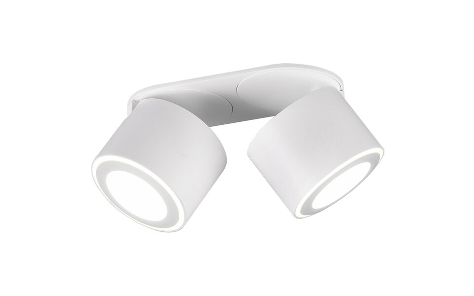 HLW LED LED Plafondspot - Trion Tarus - 8W - Warm Wit 3000K - 2-lichts - Rond - Mat Wit - Aluminium