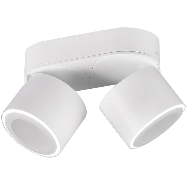 HLW LED LED Ceiling Spotlight - Trion Tarus - 8W - Warm White 3000K - 2-light - Round - Matt White - Aluminum