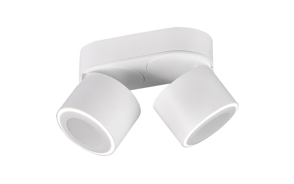 HLW LED LED Ceiling Spotlight - Trion Tarus - 8W - Warm White 3000K - 2-light - Round - Matt White - Aluminum