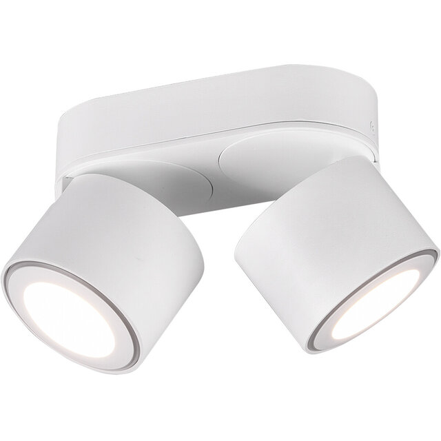 HLW LED LED Plafondspot - Trion Tarus - 8W - Warm Wit 3000K - 2-lichts - Rond - Mat Wit - Aluminium