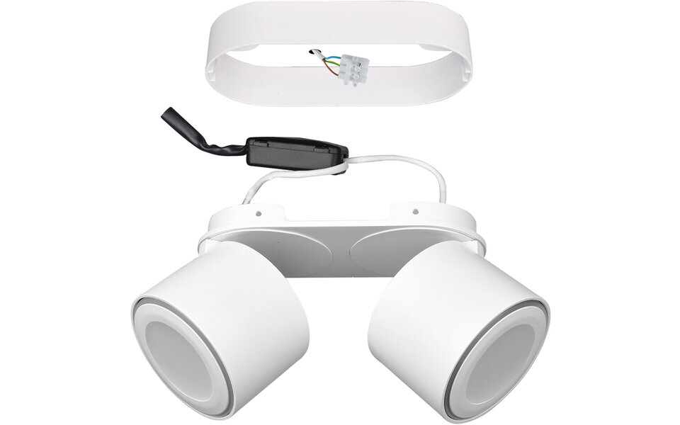 HLW LED LED Ceiling Spotlight - Trion Tarus - 8W - Warm White 3000K - 2-light - Round - Matt White - Aluminum