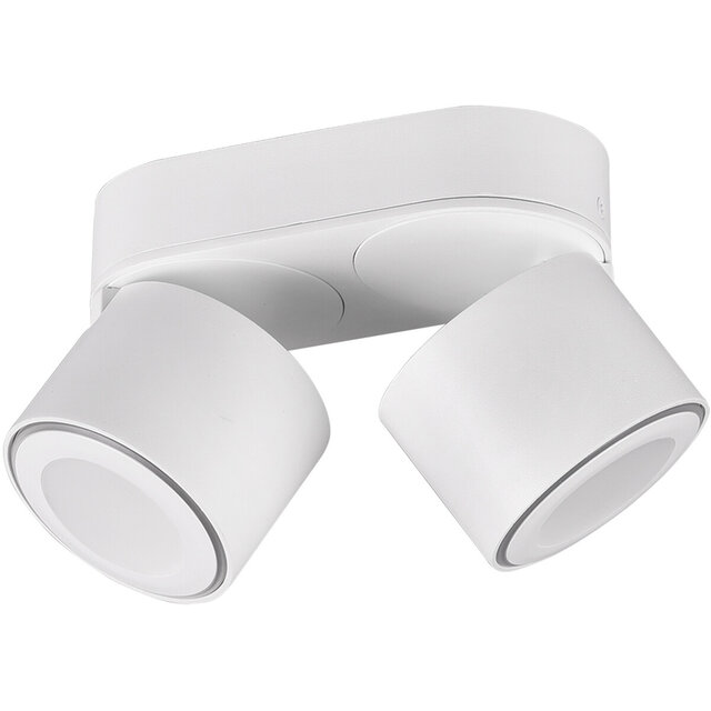 HLW LED LED Ceiling Spotlight - Trion Tarus - 8W - Warm White 3000K - 2-light - Round - Matt White - Aluminum